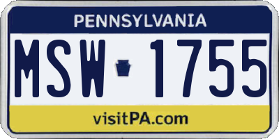 PA license plate MSW1755