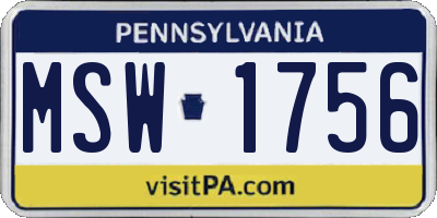 PA license plate MSW1756