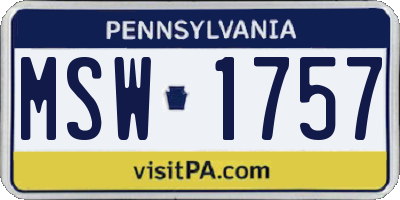 PA license plate MSW1757