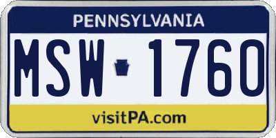 PA license plate MSW1760