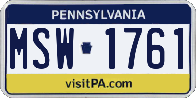 PA license plate MSW1761