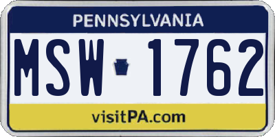PA license plate MSW1762