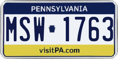 PA license plate MSW1763