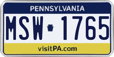 PA license plate MSW1765