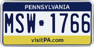 PA license plate MSW1766