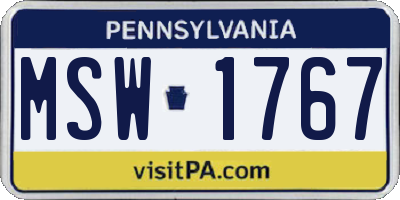 PA license plate MSW1767