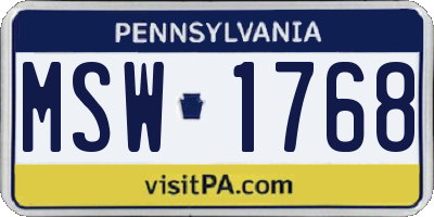 PA license plate MSW1768