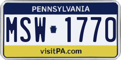 PA license plate MSW1770