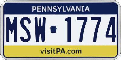 PA license plate MSW1774