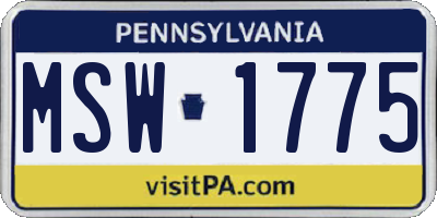 PA license plate MSW1775