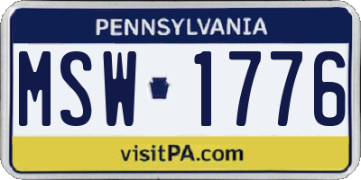 PA license plate MSW1776