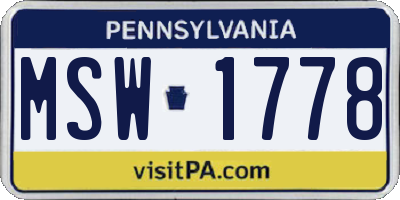 PA license plate MSW1778