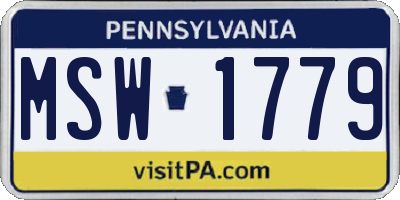 PA license plate MSW1779