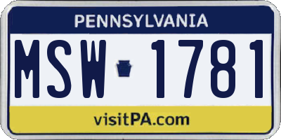 PA license plate MSW1781