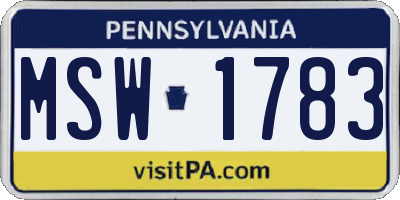 PA license plate MSW1783