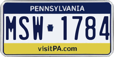 PA license plate MSW1784