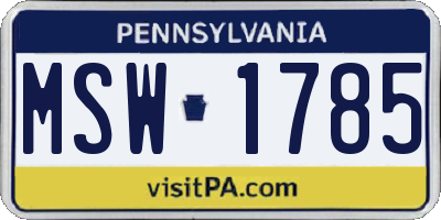 PA license plate MSW1785