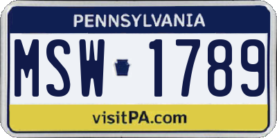 PA license plate MSW1789