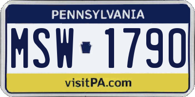 PA license plate MSW1790