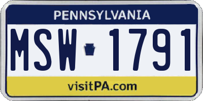 PA license plate MSW1791