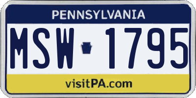 PA license plate MSW1795