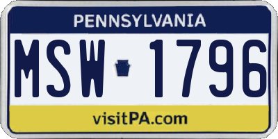 PA license plate MSW1796