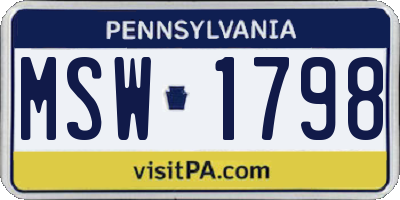 PA license plate MSW1798