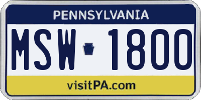 PA license plate MSW1800
