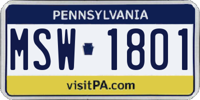 PA license plate MSW1801
