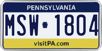 PA license plate MSW1804