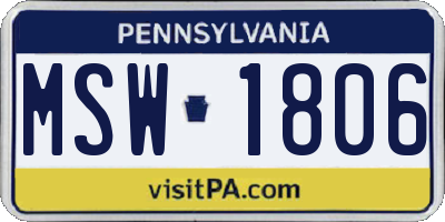 PA license plate MSW1806