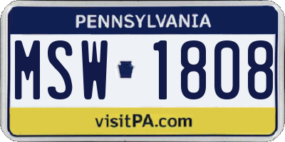 PA license plate MSW1808
