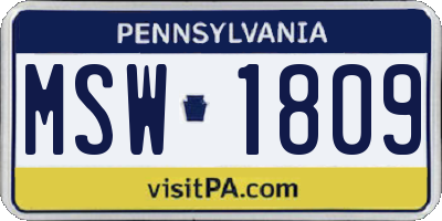 PA license plate MSW1809