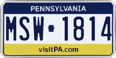 PA license plate MSW1814