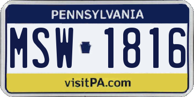 PA license plate MSW1816