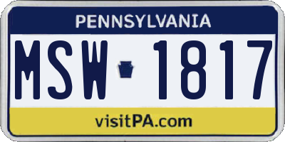 PA license plate MSW1817