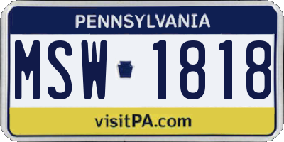 PA license plate MSW1818