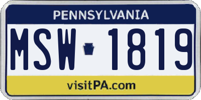 PA license plate MSW1819