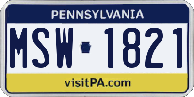 PA license plate MSW1821