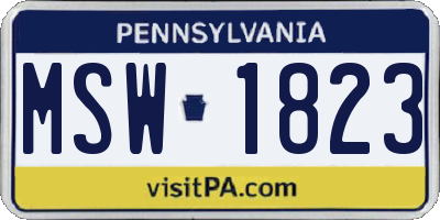 PA license plate MSW1823