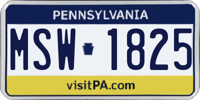 PA license plate MSW1825