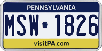 PA license plate MSW1826