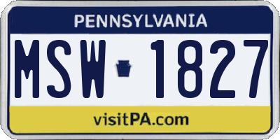 PA license plate MSW1827
