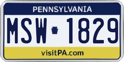 PA license plate MSW1829