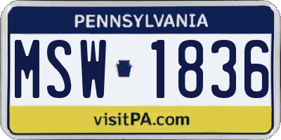 PA license plate MSW1836