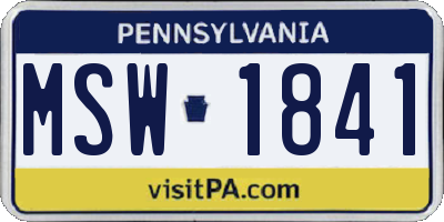 PA license plate MSW1841