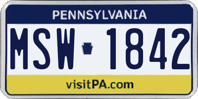 PA license plate MSW1842