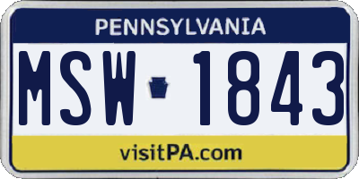 PA license plate MSW1843