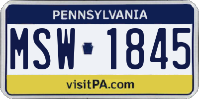 PA license plate MSW1845