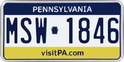 PA license plate MSW1846